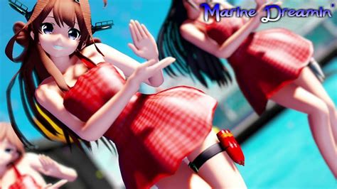 【艦これmmd】金剛4姉妹でmarine Dream 新妻コスプレローアングルver 歌詞つき Youtube