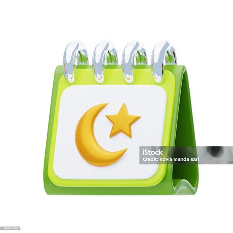 Islamic Calendar 3d Icon Islamic Calendar 3d Icon With Crescent Moon ...