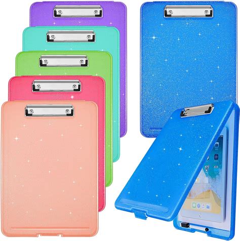 Seajan 6 Pcs Glitter Clipboard With Storage 13 5 X 9 5 Plastic