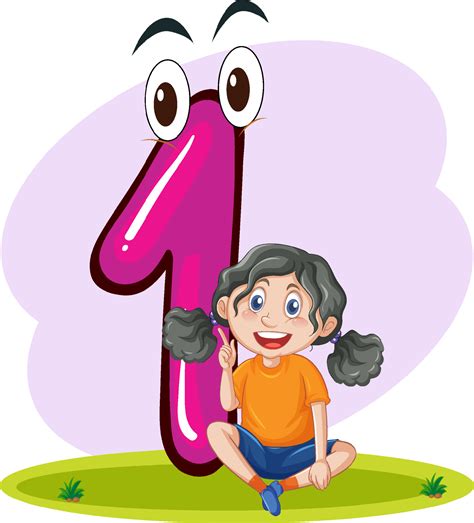 A girl with number one cartoon 7145158 Vector Art at Vecteezy