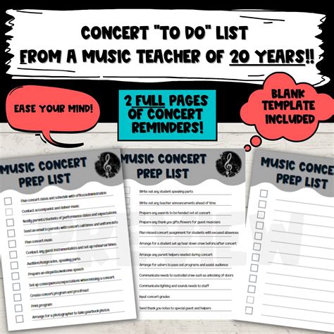 Music Concert To Do List for Choir, Band or Orchestra Concerts | Made ...