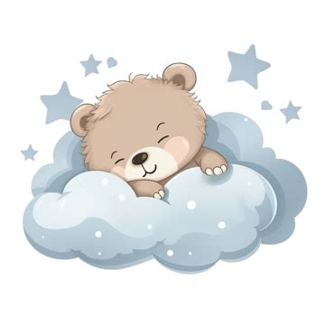 Cute Bear Sleeping On Cloud Element Cute Bear Teddy PNG Transparent