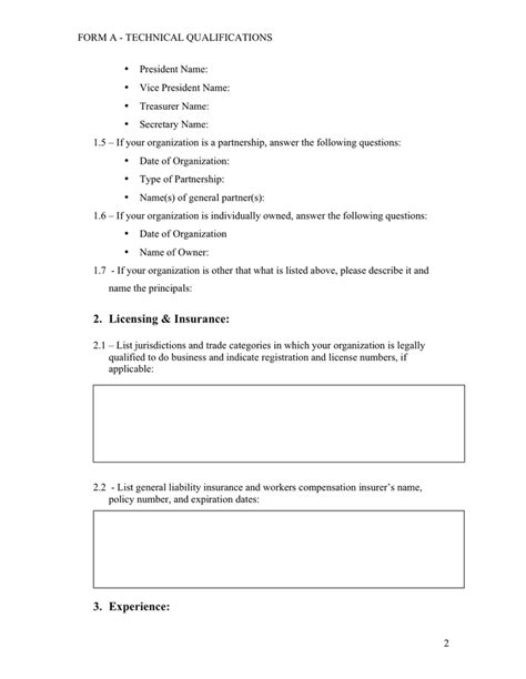 Contractors Qualification Statement Form In Word And Pdf Formats