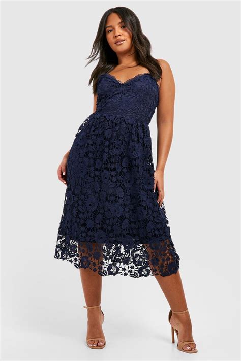 Plus Crochet Lace Midi Skater Dress Boohoo