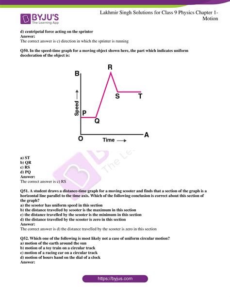 Lakhmir Singh Physics Class 9 Solutions For Chapter 1 Motion Free PDF