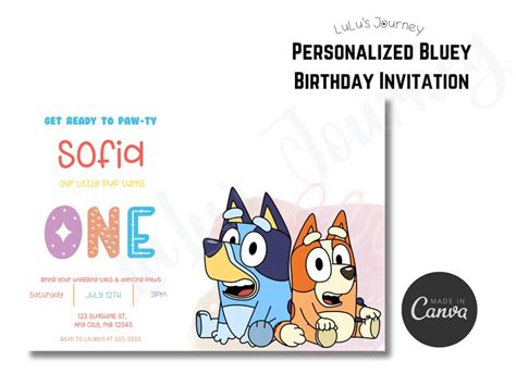 Personalized Bluey Birthday Invitation Etsy