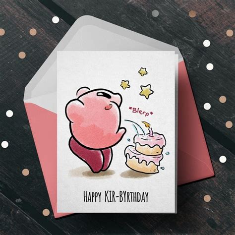 Kirby Birthday Card Gamer Card Birthday Gift For Friend Etsy