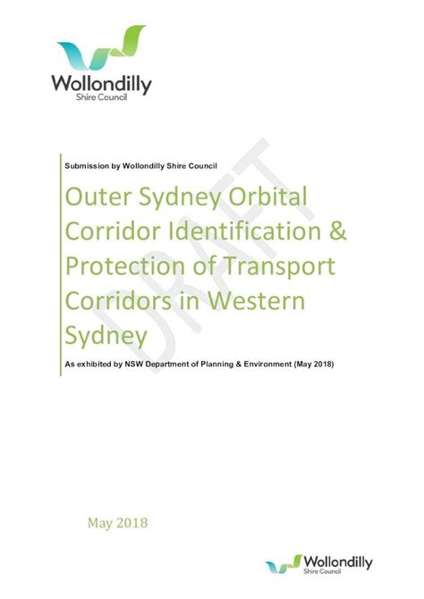 Pdf Draft Submission Outer Sydney Orbital Corridor