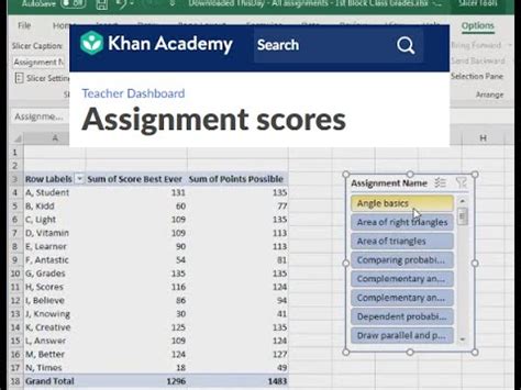 Simplifying Khan Academy Grades Using Microsoft Excel Youtube