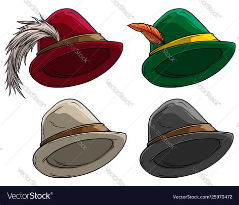 Cartoon bavarian traditional hat with feather Vector Image