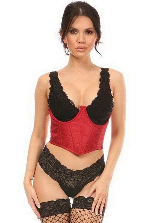 Plus Size Lavish Wine Brocade Strapless Corset Spicy Lingerie