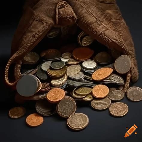 Ancient Textile Bag Full Of Coins On Craiyon