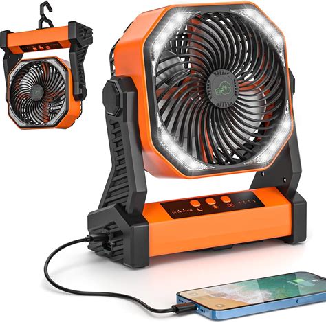 Camping Fan For Tent With Led Lantern Mah Hrs Battery Powered