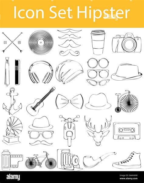 Drawn Doodle Lined Icon Set Hipster With 33 Icons For The Creative Use