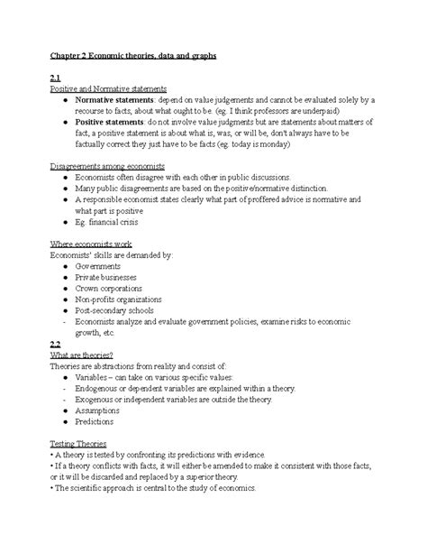 Econ 201 - Chapter 2: Economic Theories, Data & Graphs Overview - Studocu