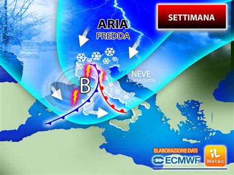 Meteo da Martedì veloce ATTACCO INVERNALE con VENTO TEMPORALI e NEVE