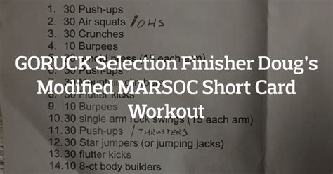 GORUCK Selection 020 Finisher Doug's Modified MARSOC Short Card - All ...