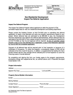 Fillable Online Non Residential Development Impact Fee Deferral