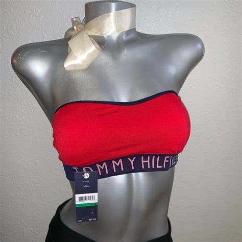 Tommy Hilfiger Intimates And Sleepwear Nwt Tommy Hilfiger Red Logo Bandeau Bra Large Poshmark