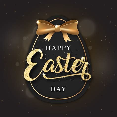 Free Vector Golden Happy Easter Day Background With Egg