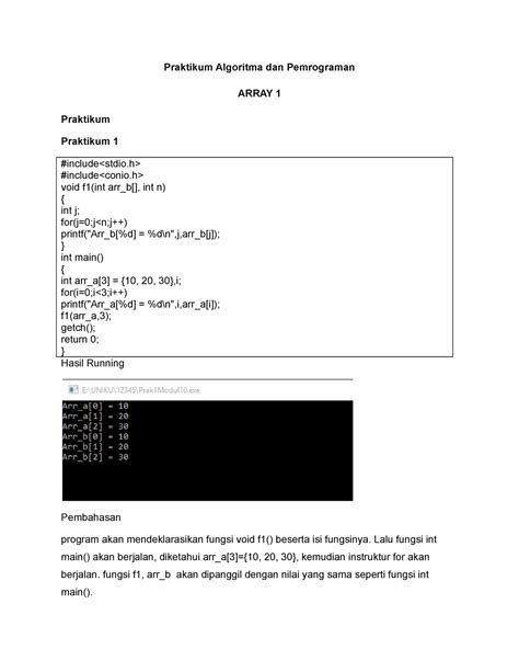 Praktikum Algoritma Dan Pemrograman Array Praktikum Algoritma Dan