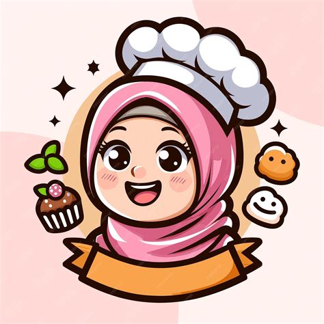 Premium Vector Vector Cute And Happy Muslim Female Chef Wearing Hijab