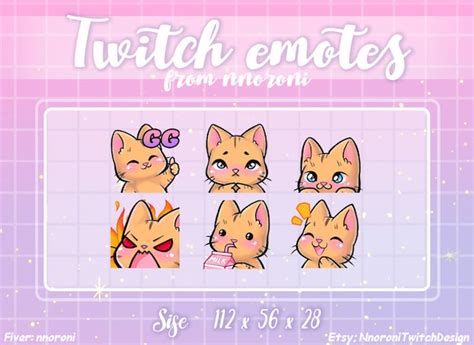 Cute White Cat Emotes Twitch Discord Kawaii Kitty Neko Etsy Canada