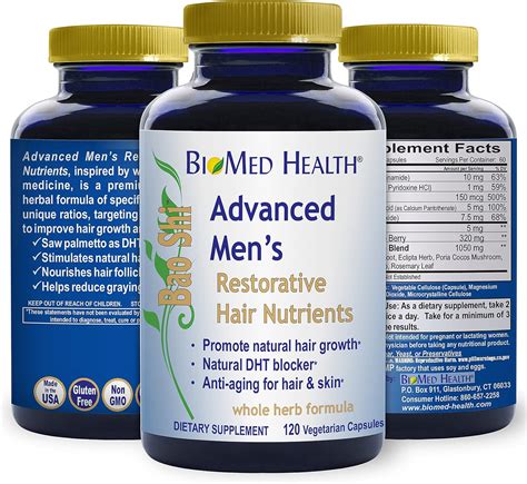 Biomed Health Hair Growth Vitamins For Men 120ct Saw Palmetto Dht Blocker With