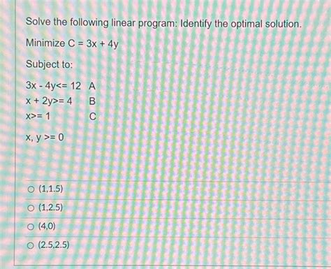 Solved Solve The Following Linear Program Identify The