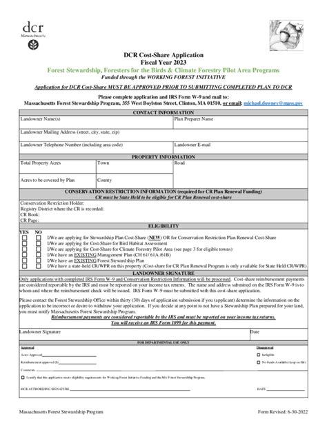 Fillable Online Dcr MASSACHUSETTS DEPARTMENT OF Manchester MA Fax