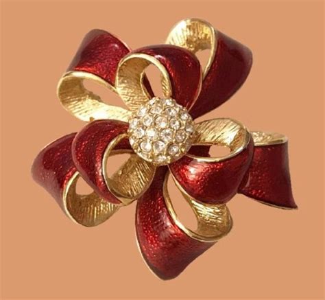 Bow Enameled Brooch Kaleidoscope Effect