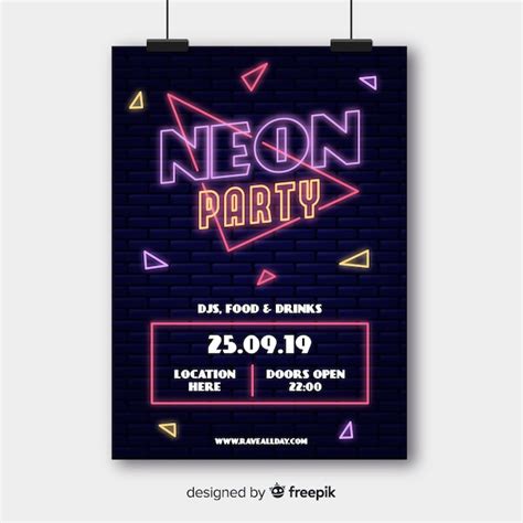 Neon Plakat Festiwal Muzyczny Szablon Darmowy Wektor