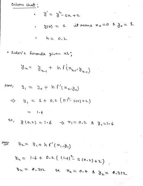 Solved Let Y Y X With Y Use Euler S Method