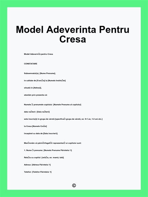 Model Adeverinta Pentru Cresa