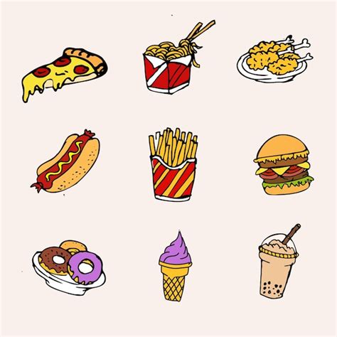 Premium Vector | Junk food cartoon illustration