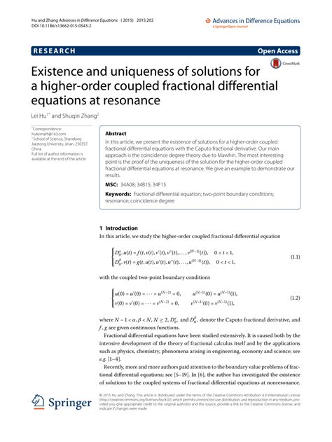 Pdf Existence And Uniqueness Of Solutions For A Higher Order Coupled