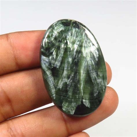 Genuine Seraphinite Cabochon X Mm Oval Shape Cts Seraphinite