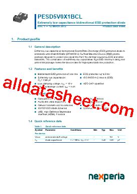 PESD5V0X1BCL Datasheet PDF Nexperia B V All Rights Reserved