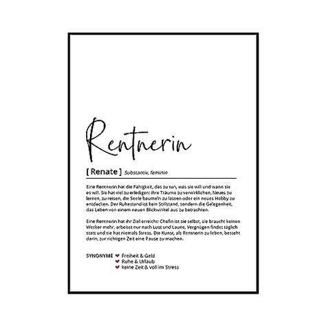 Rentnerin Definition Personalisiertes Poster Geschenk Ruhestand