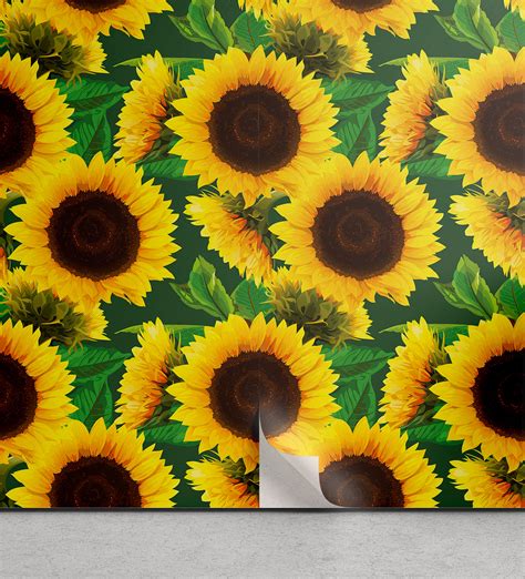 Ambesonne Floral Peel Stick Wallpaper For Home Autumn Sunflowers