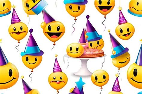 Happy Birthday Vector Design With Smileys Wearing Birthday Hat In White