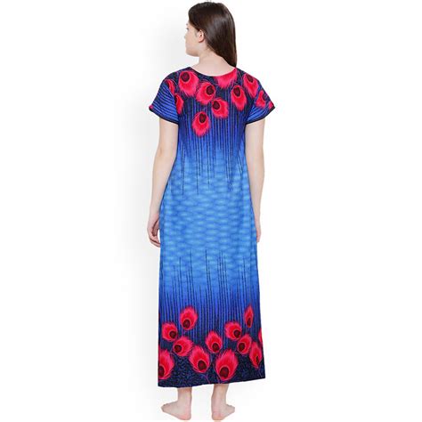 Buy Secret Wish Women S Blue Printed Nightdress Free Size Online