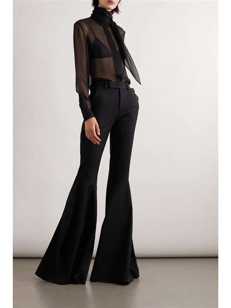 Saint Laurent Tie Detailed Silk Chiffon Blouse Net A Porter