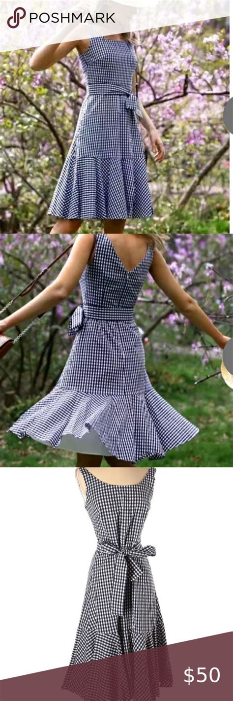 J Crew Ruffle Gingham Bow Tie Midi Dress In 2021 Striped Sleeveless