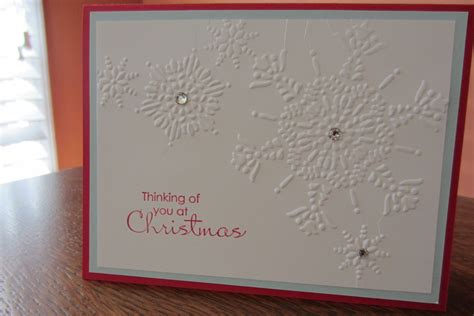 Christmas Card Using Stampin Up Northern Flurry Embossing Folder Christmas Cards To Make