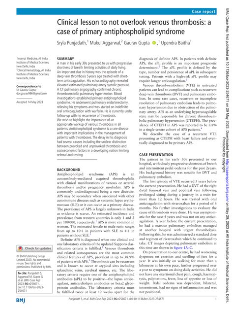 Pdf Clinical Lesson To Not Overlook Venous Thrombosis A Case Of