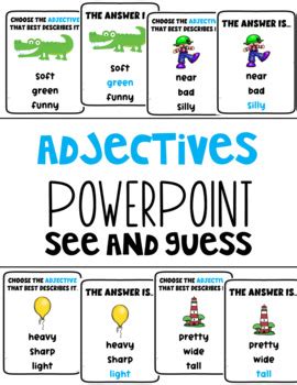 Adjectives Game by The Kinder Kids | TPT