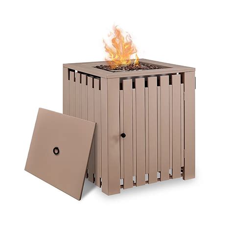 Art Leon 236 In W 40000 Btu Khaki Steel Square Tabletop Propane Gas Fire Pit Table In The Gas