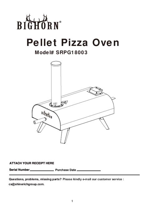 Instructions For BIG HORN Wood Pellet Pizza Oven Model SRPG18003