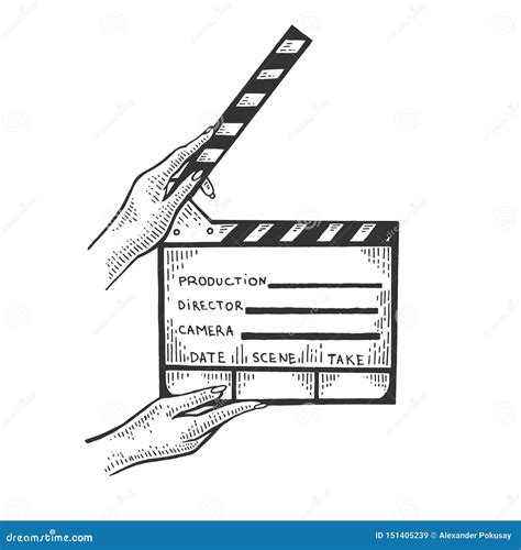 Movie Clapperboard Sketch Engraving Vector Stock Vector Illustration